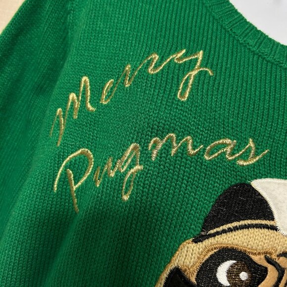 Holiday Time Pug Dog Ugly Christmas Sweater Women's size 2X 18W / 20W Sequins - Picture 4 of 10